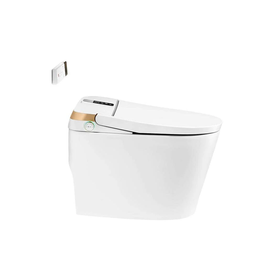 Staykiwi Elongated Bidet Toilet 1.28 GPF in White with Adjustable Sprayer Settings, Deodorizing, Soft Close - Image 3
