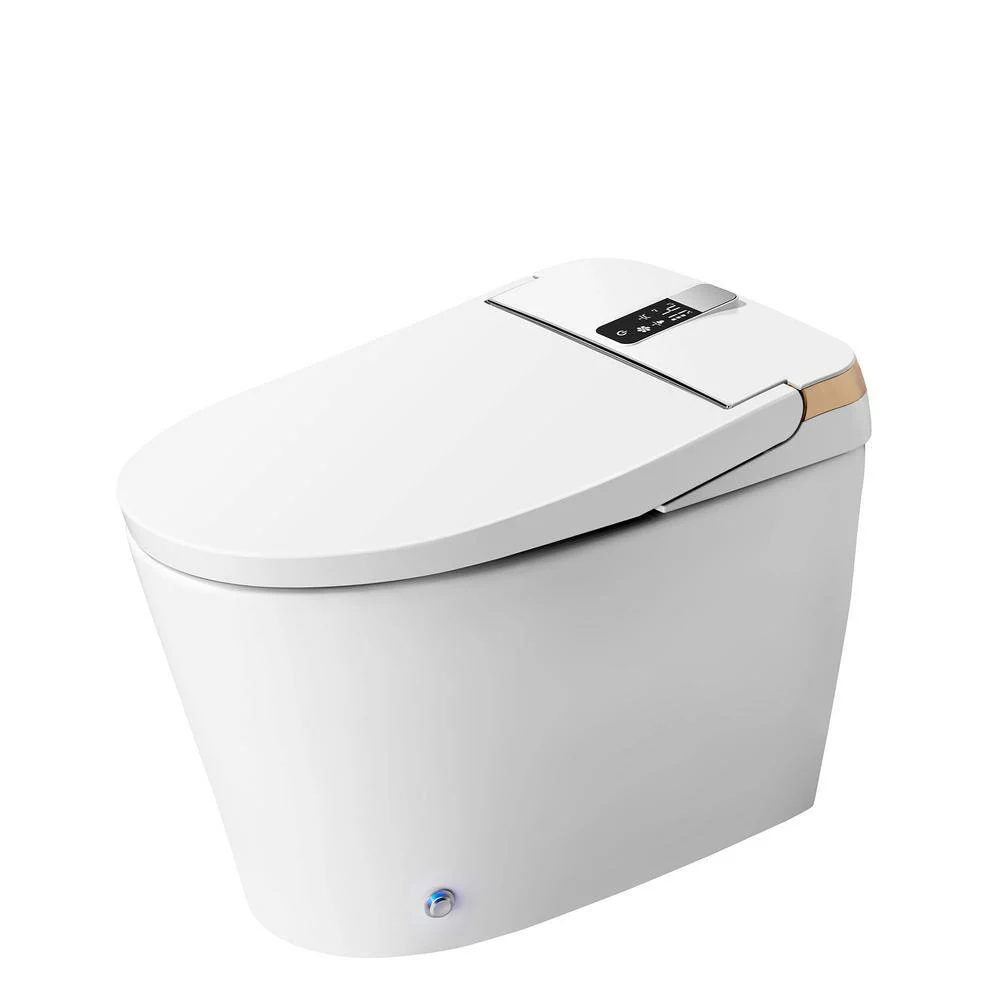 Staykiwi Elongated Bidet Toilet 1.28 GPF in White with Adjustable Sprayer Settings, Deodorizing, Soft Close - Image 4