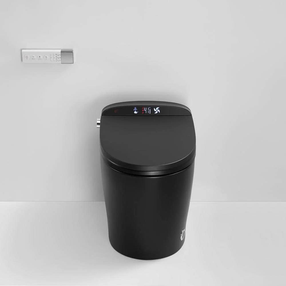 Staykiwi Matte Black Elongated Bidet Toilet 1.28 GPF with Adjustable Sprayer, Deodorizing, Soft Close - Image 4