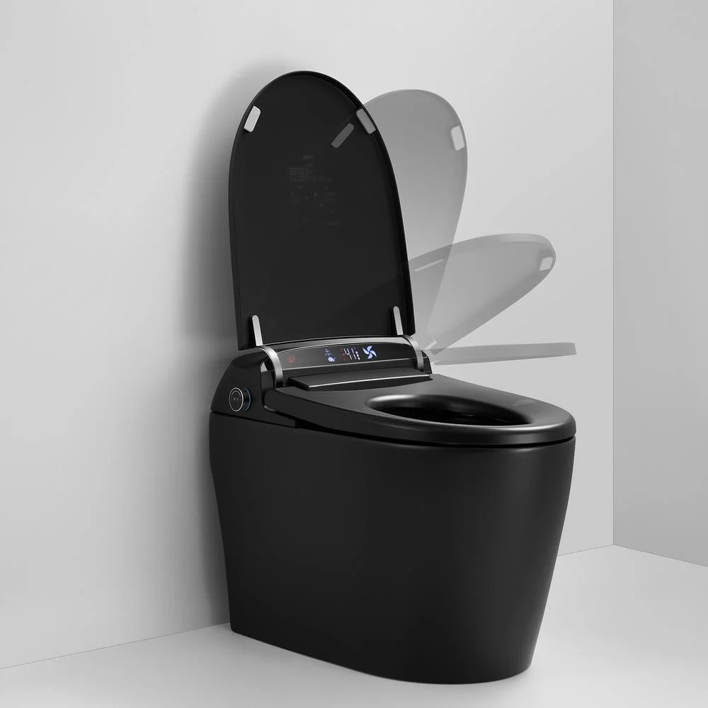 Staykiwi Matte Black Elongated Bidet Toilet 1.28 GPF with Adjustable Sprayer, Deodorizing, Soft Close - Image 5