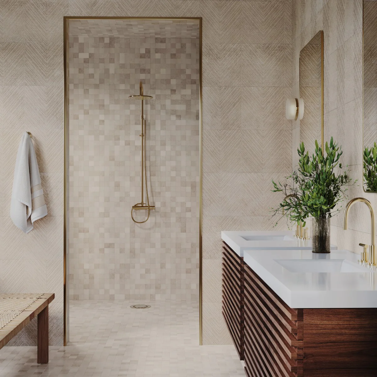 Stoneside Cream Beige Chevron 12x36 Matte Ceramic Tile