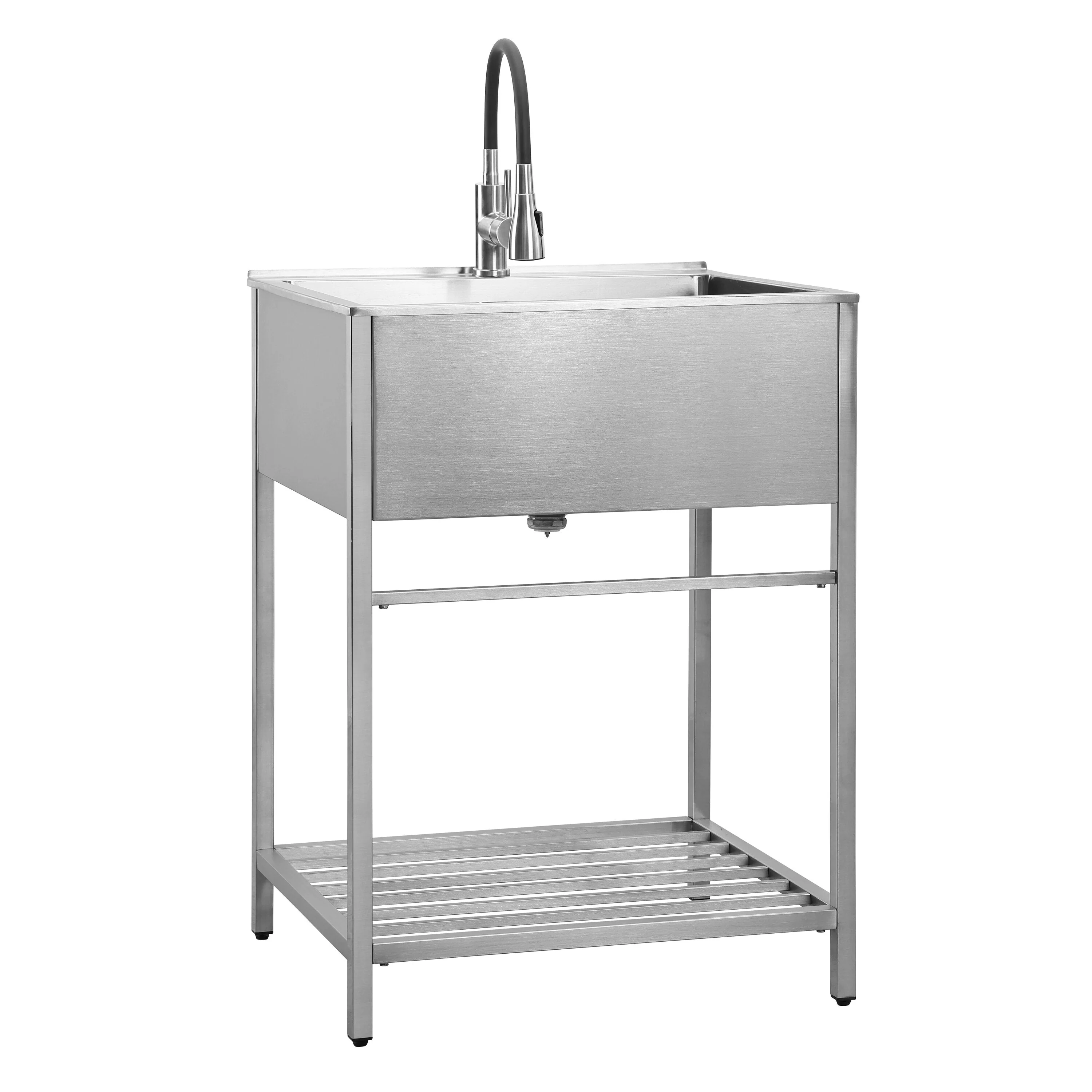 Style Selections Stainless Steel Freestanding Laundry Sink with Faucet - 22x25 in - Image 2