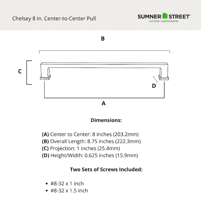 Sumner Street Home Hardware Chelsey (203Mm) Center to Center Rectangular Bar Drawer Pull - Image 8
