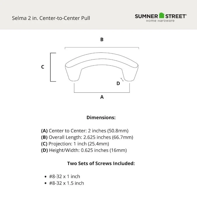 Sumner Street Home Hardware Continental Home Hardware Selma 2-in (50mm) Center to Center Arch Bar Drawer Pull - Image 5