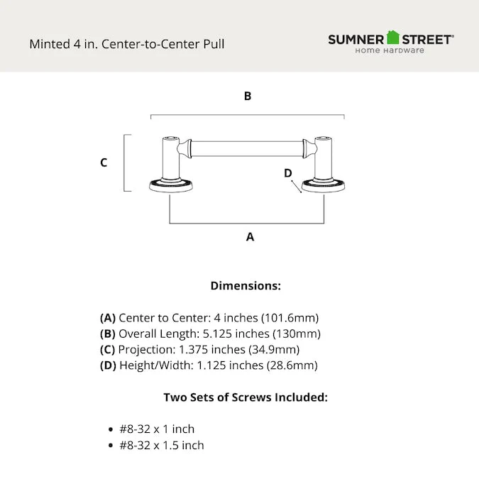 Sumner Street Home Hardware Minted (152Mm) Center to Center Cylindrical Bar Drawer Pull - Image 9