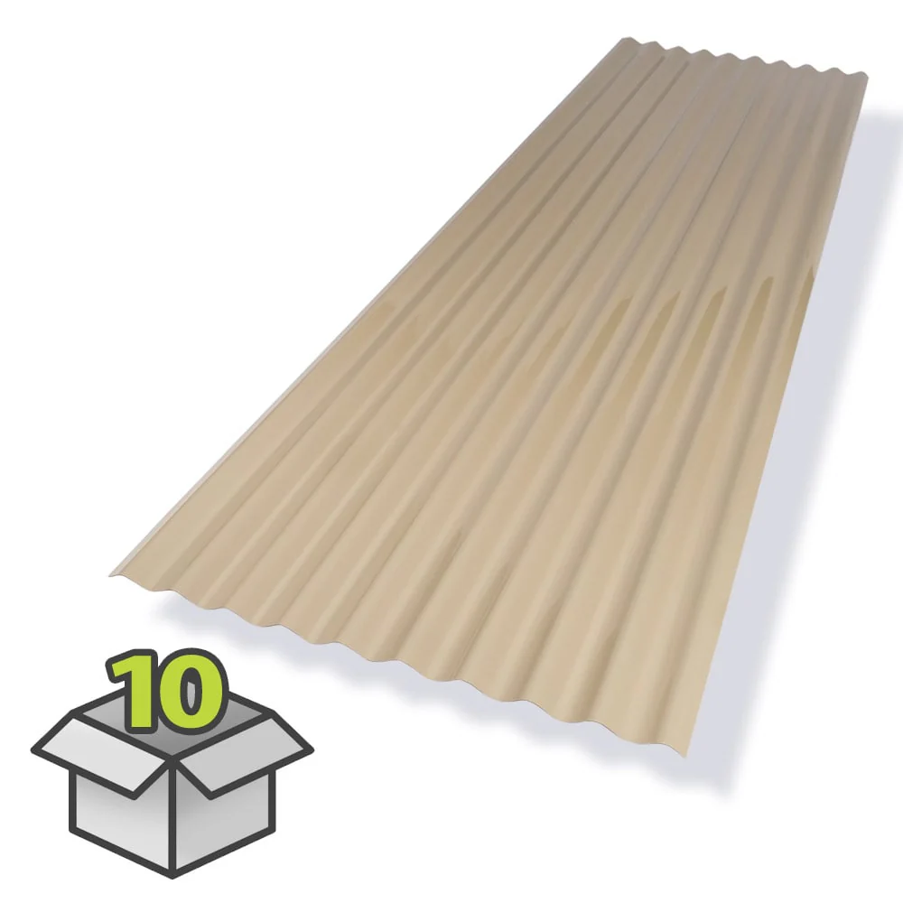 SUN 'N RAIN by PALRAM 2.2-ft x 6-ft Corrugated Beige PVC Roof Panels, 10-Pack - Image 2