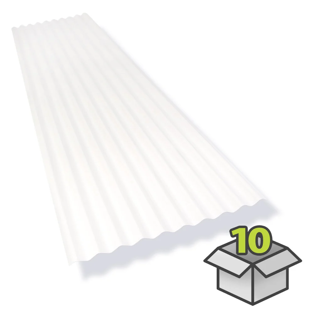 SUN 'N RAIN by Palram 2.2-ft x 6-ft Corrugated White PVC Roof Panels, 10-Pack