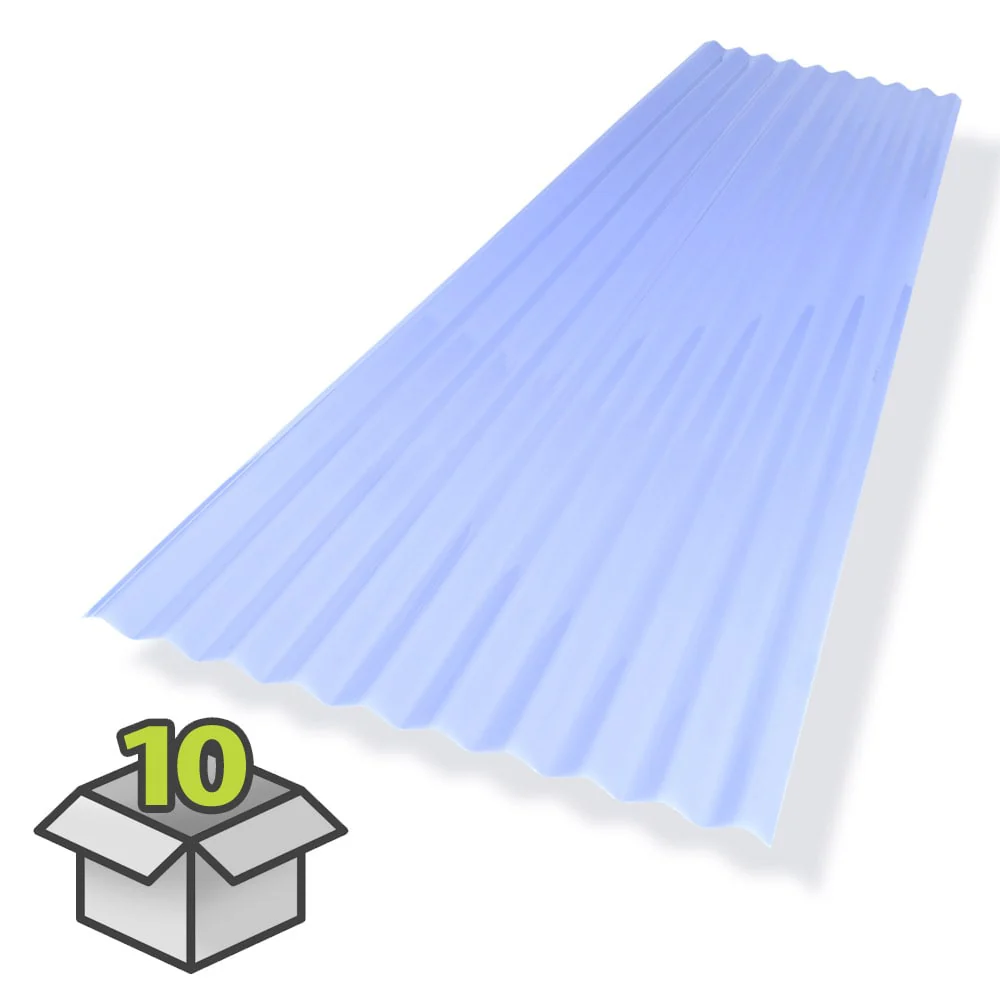 SUN 'N RAIN PALRAM 2.2-ft x 6-ft Corrugated Translucent Blue PVC Roof Panel, 10-Pack - Image 2