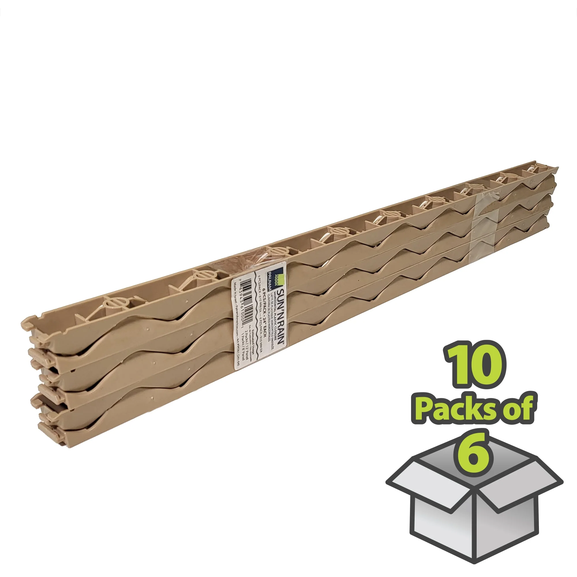 SUN 'N RAIN Plastic Horizontal Closure-6, Beige – 10 Packs of 6 (24 in length)