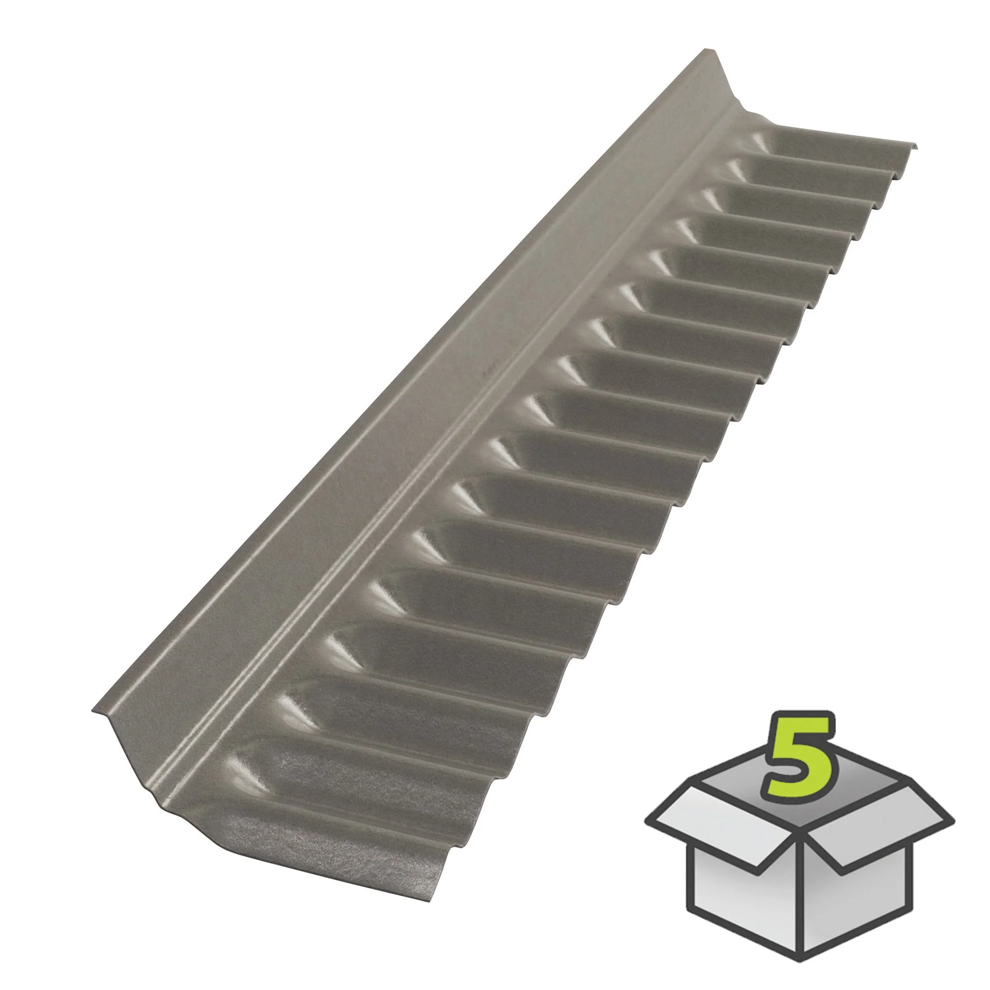 SUNTOP 5-Pack 8-in x 50-in Polycarbonate Roof Panel Ridge Caps, Castle Grey