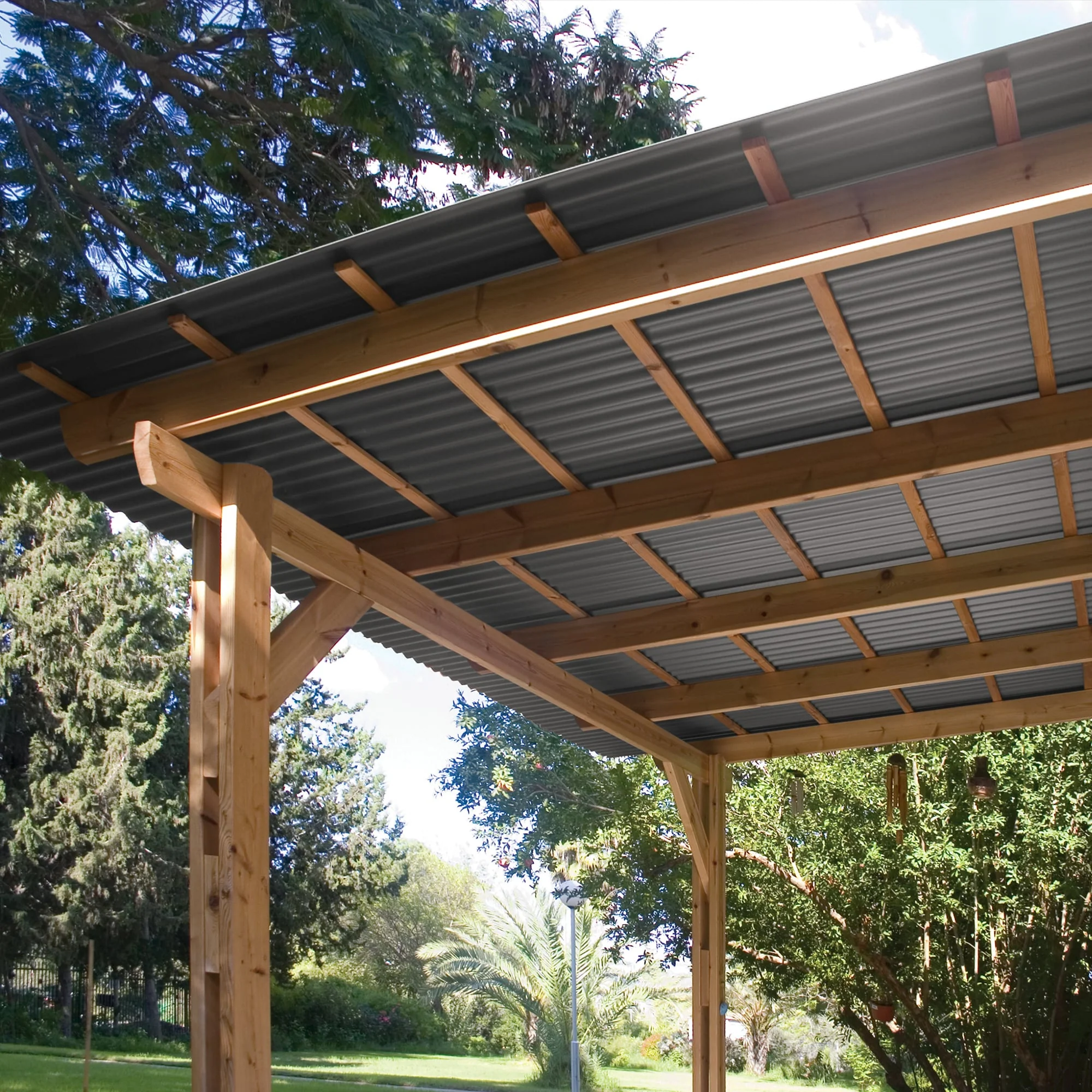 SUNTOP 5-Pack 8-in x 50-in Polycarbonate Roof Panel Ridge Caps, Castle Grey - Image 3