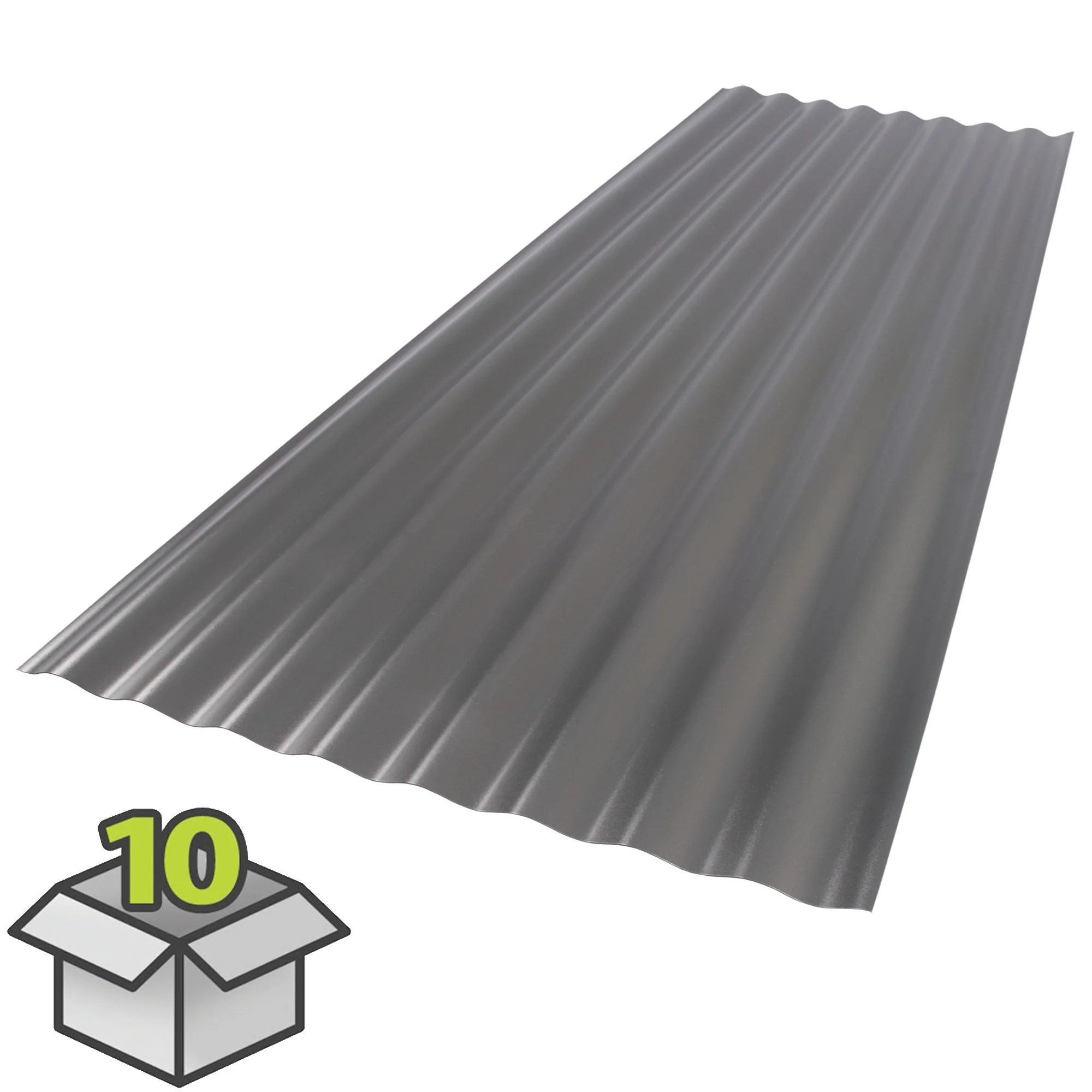 SUNTOP PALRAM 2.2-ft x 6-ft Corrugated Castle Gray Polycarbonate Roof Panels, 10-Pack