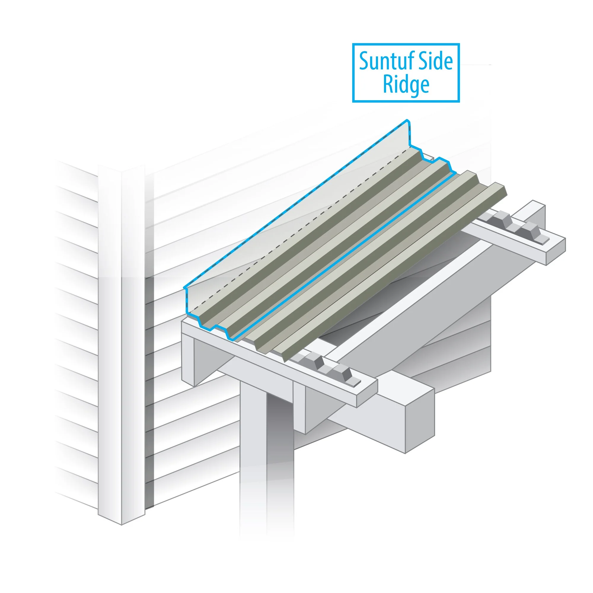 SUNTUF 5-Pack 7-in x 50-in Polycarbonate Roof Panel Ridge Caps, Solar Grey - Image 4
