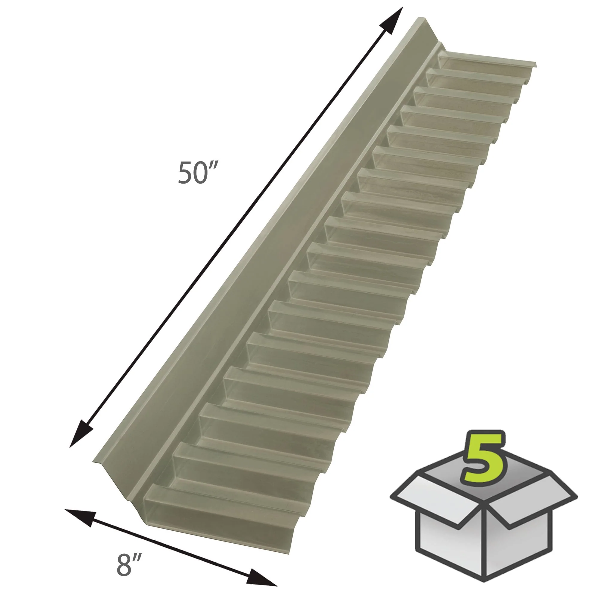 SUNTUF 5-Pack 8-in x 50-in Polycarbonate Roof Panel Ridge Caps, Solar Grey - Image 3