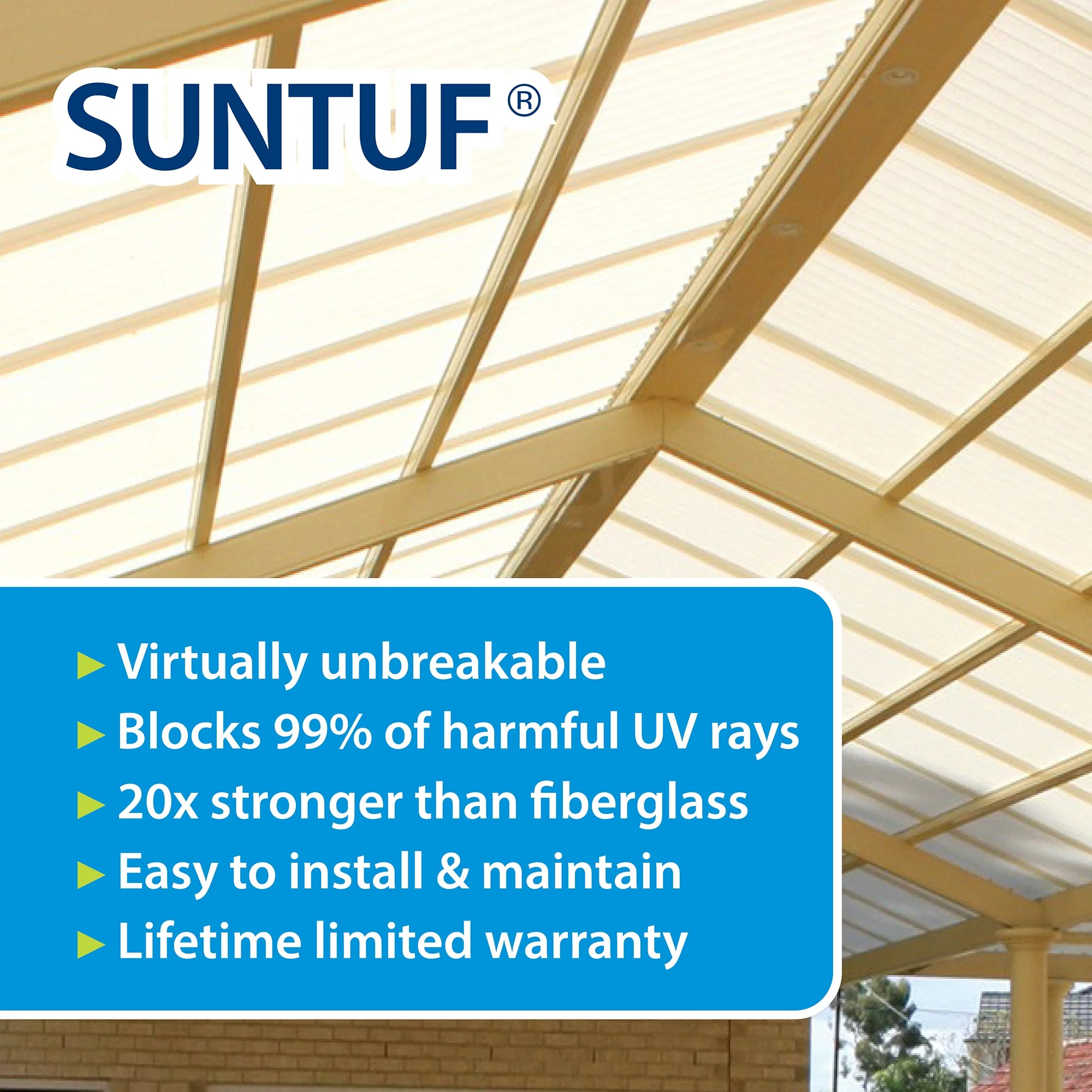 SUNTUF PALRAM 2.2-ft x 6-ft Corrugated Burgundy Polycarbonate Roof Panel, 10-Pack - Image 3