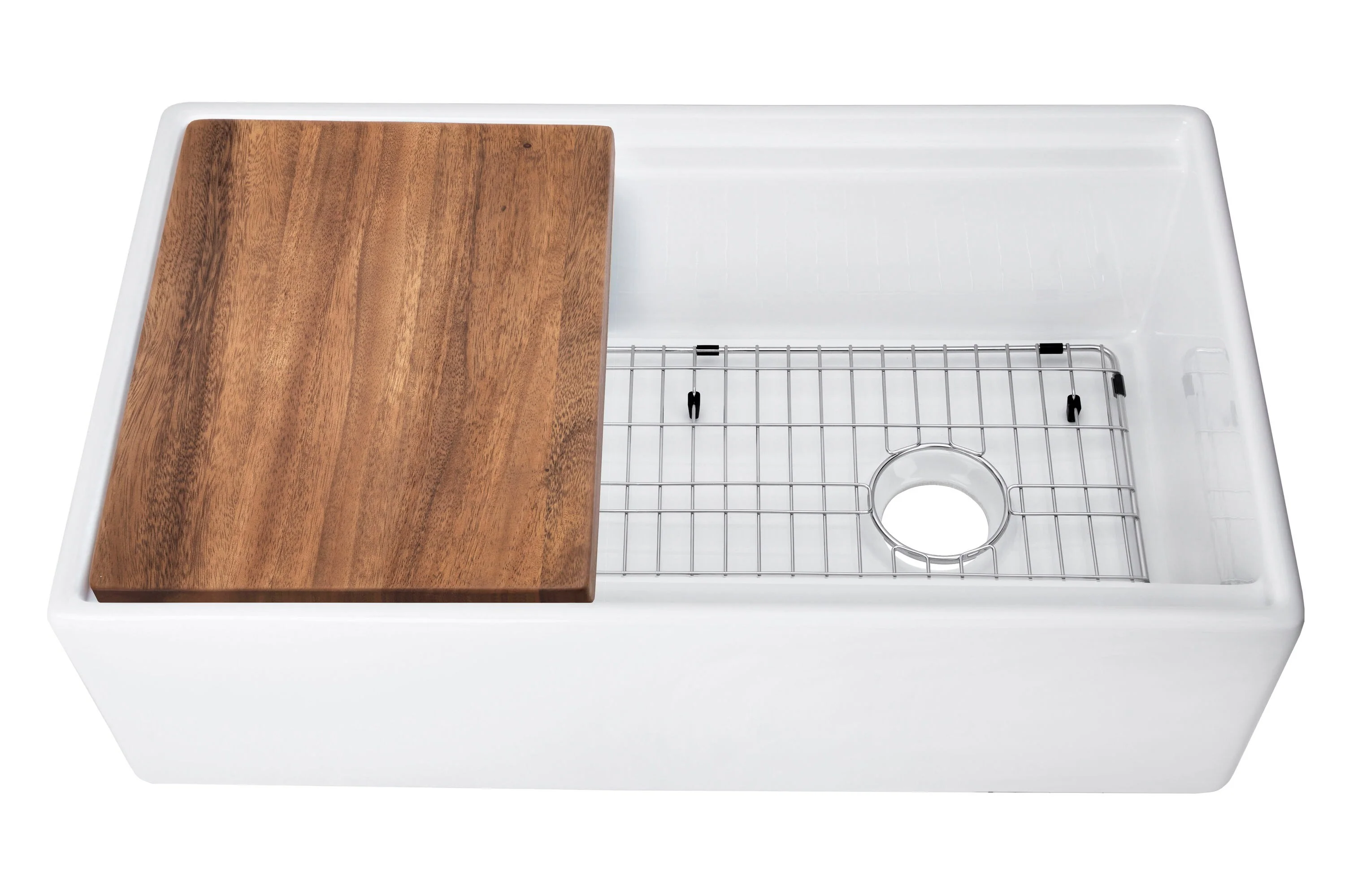 Superior Sinks 33-in x 19-in White Fireclay Single Bowl Tall Apron-Front Undermount Workstation Farmhouse Kitchen Sink, SPFC33LDGX - Image 3