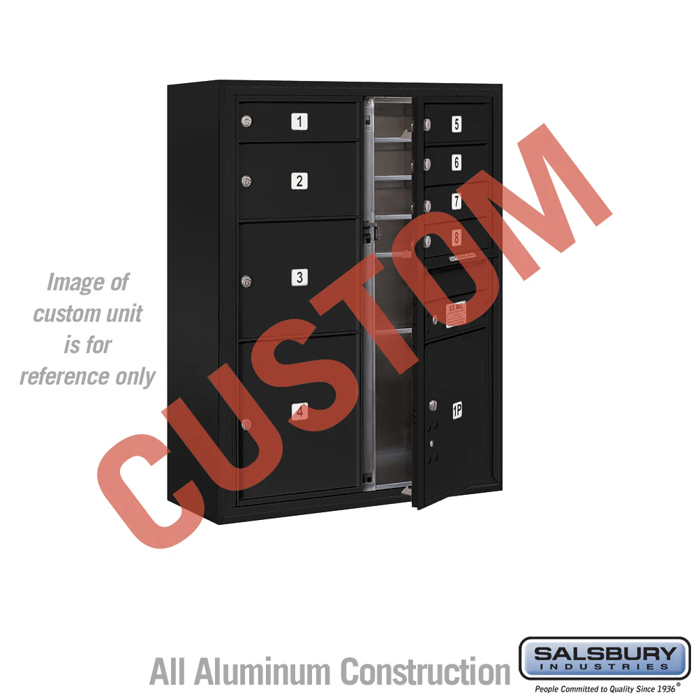 Surface Mounted 4C Horizontal Mailbox Unit - 10 Door High, Double Column, Black, USPS Access
