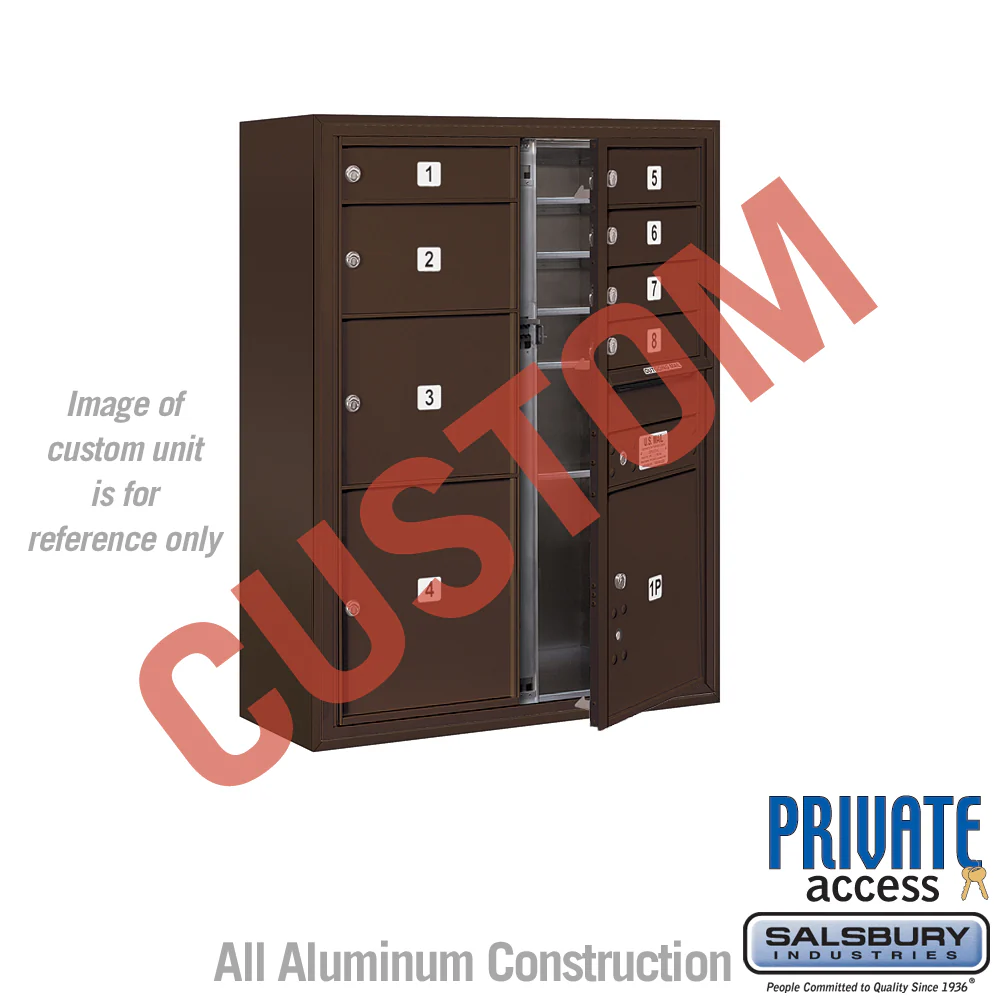 Surface Mounted 4C Horizontal Mailbox Unit - 10 Door High, Double Column, Bronze, Front Loading, Private Access