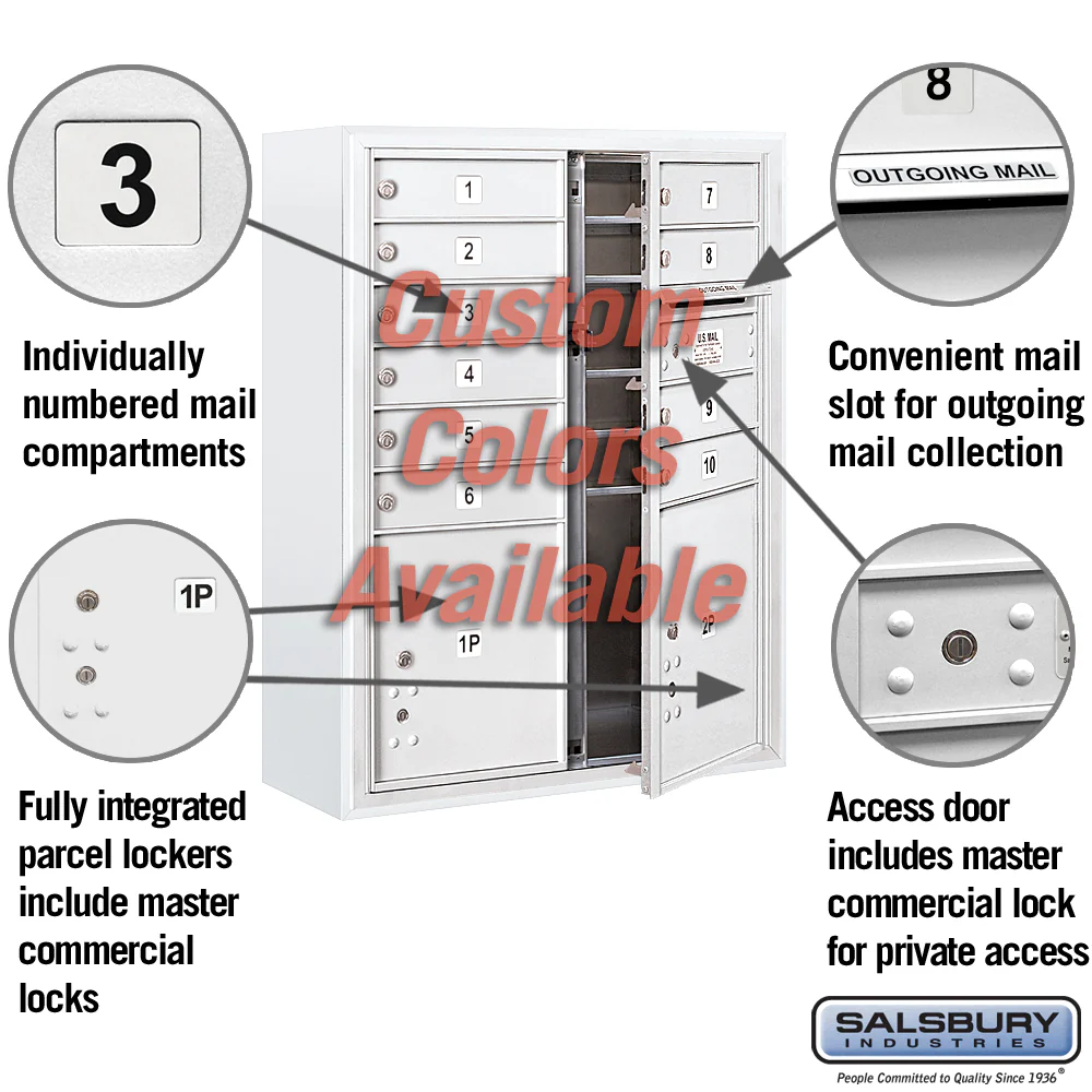 Surface Mounted 4C Horizontal Mailbox Unit - 10 Door High, Double Column, Front Loading, Private Access - Image 2