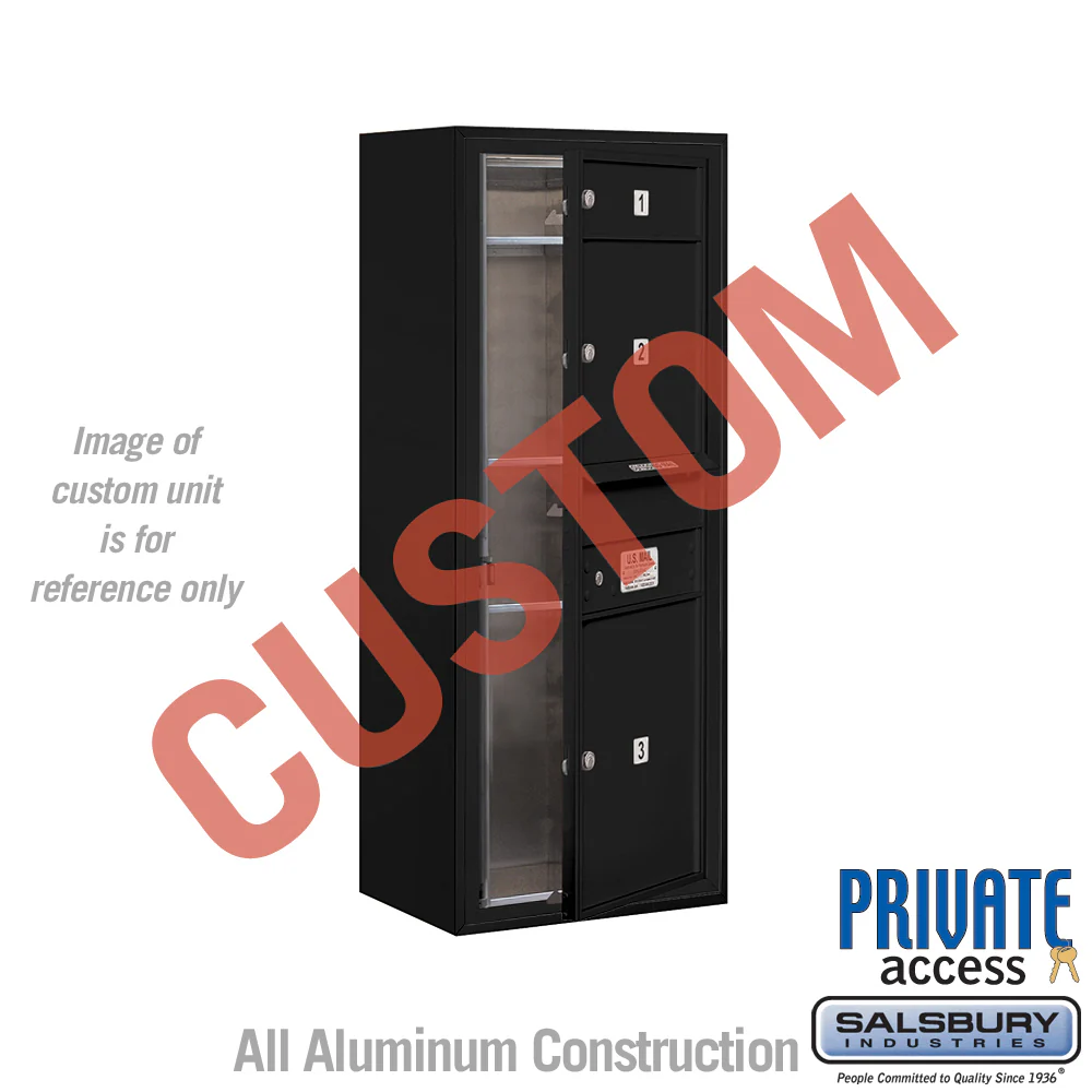 Surface Mounted 4C Horizontal Mailbox Unit - 10 Door High - Single Column - Black - Front Loading - Private Access