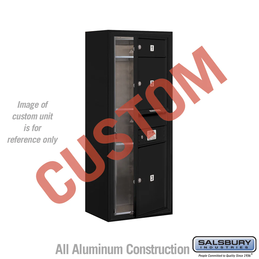Surface Mounted 4C Horizontal Mailbox Unit - 10 Door High - Single Column - Black - Front Loading - USPS Access