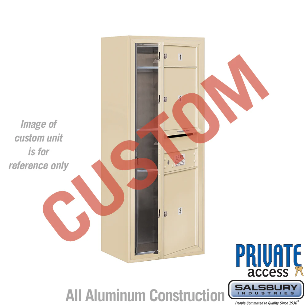 Surface Mounted 4C Horizontal Mailbox Unit - 10 Door High - Single Column - Sandstone - Front Loading - Private Access