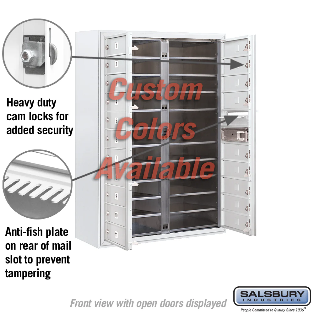 Surface Mounted 4C Horizontal Mailbox Unit - 11 Door High, Double Column, 20 MB1 Doors, Custom Color, Front Loading, Private Access - Image 3