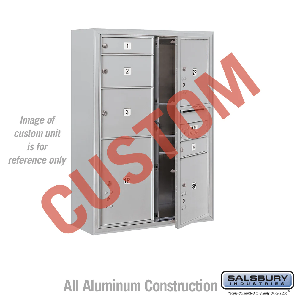 Surface Mounted 4C Horizontal Mailbox Unit - 11 Door High, Double Column, Aluminum, Front Loading