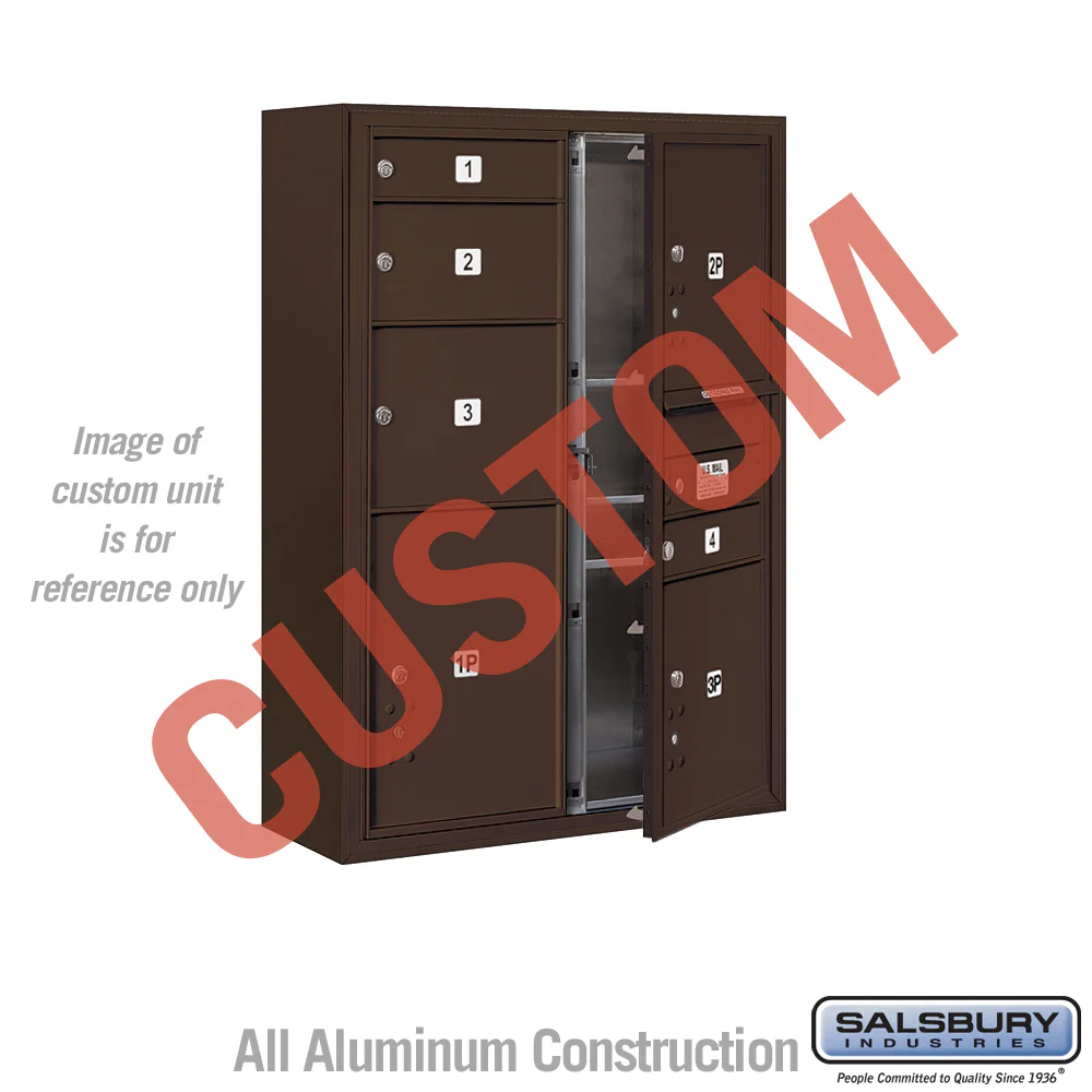Surface Mounted 4C Horizontal Mailbox Unit - 11 Door High, Double Column, Bronze, Front Loading