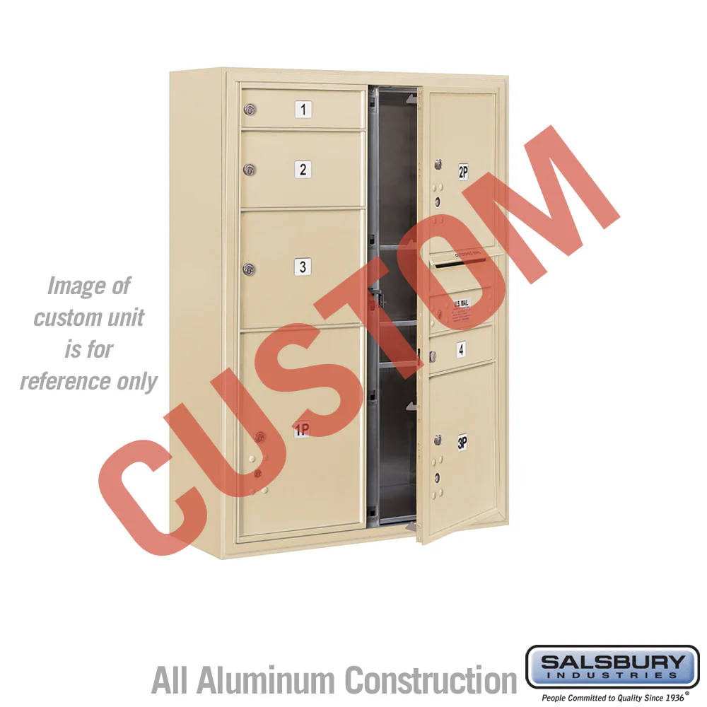 Surface Mounted 4C Horizontal Mailbox Unit - 11 Door High, Double Column, Sandstone, Front Loading