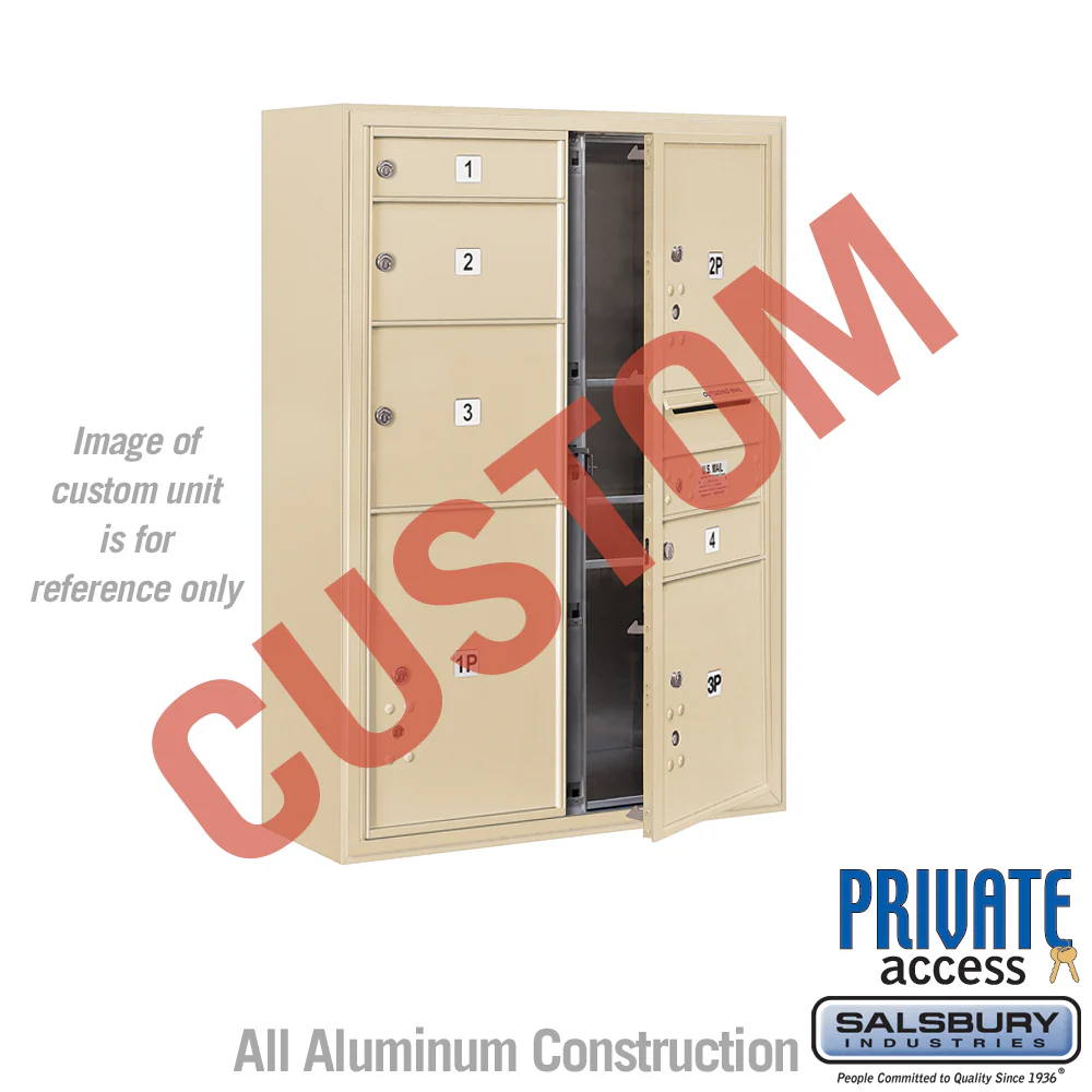 Surface Mounted 4C Horizontal Mailbox Unit - 11 Door High - Double Column - Sandstone - Private Access