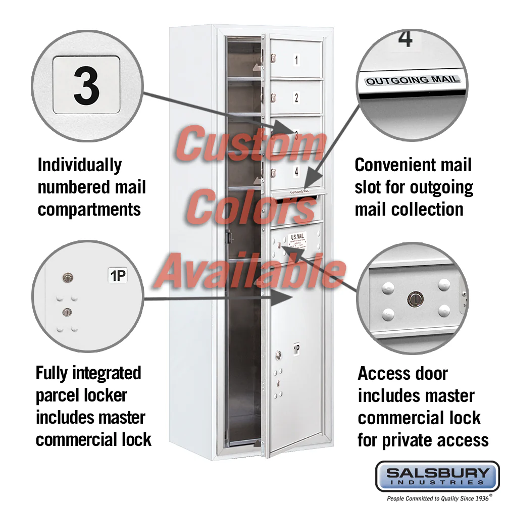 Surface Mounted 4C Horizontal Mailbox Unit - 11 Door High - Single Column - Front Loading - Private Access - Image 2