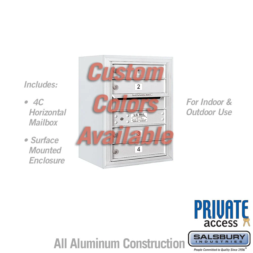 Surface Mounted 4C Horizontal Mailbox Unit - 6 Door High - Custom Color - Front Loading - Private Access