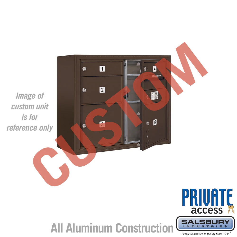 Surface Mounted 4C Horizontal Mailbox Unit - 6 Door High, Double Column, Bronze, Front Loading, Private Access