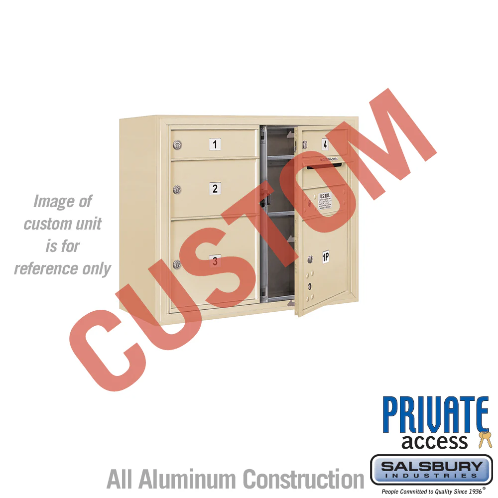 Surface Mounted 4C Horizontal Mailbox Unit - 6 Door High, Double Column, Sandstone, Front Loading, Private Access