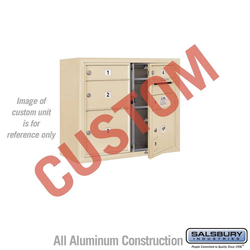 Surface Mounted 4C Horizontal Mailbox Unit - 6 Door High, Double Column, Sandstone, USPS Access