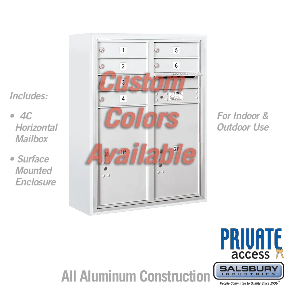 Surface Mounted 4C Horizontal Mailbox Unit - Double Column, 10 Door High, Private Access