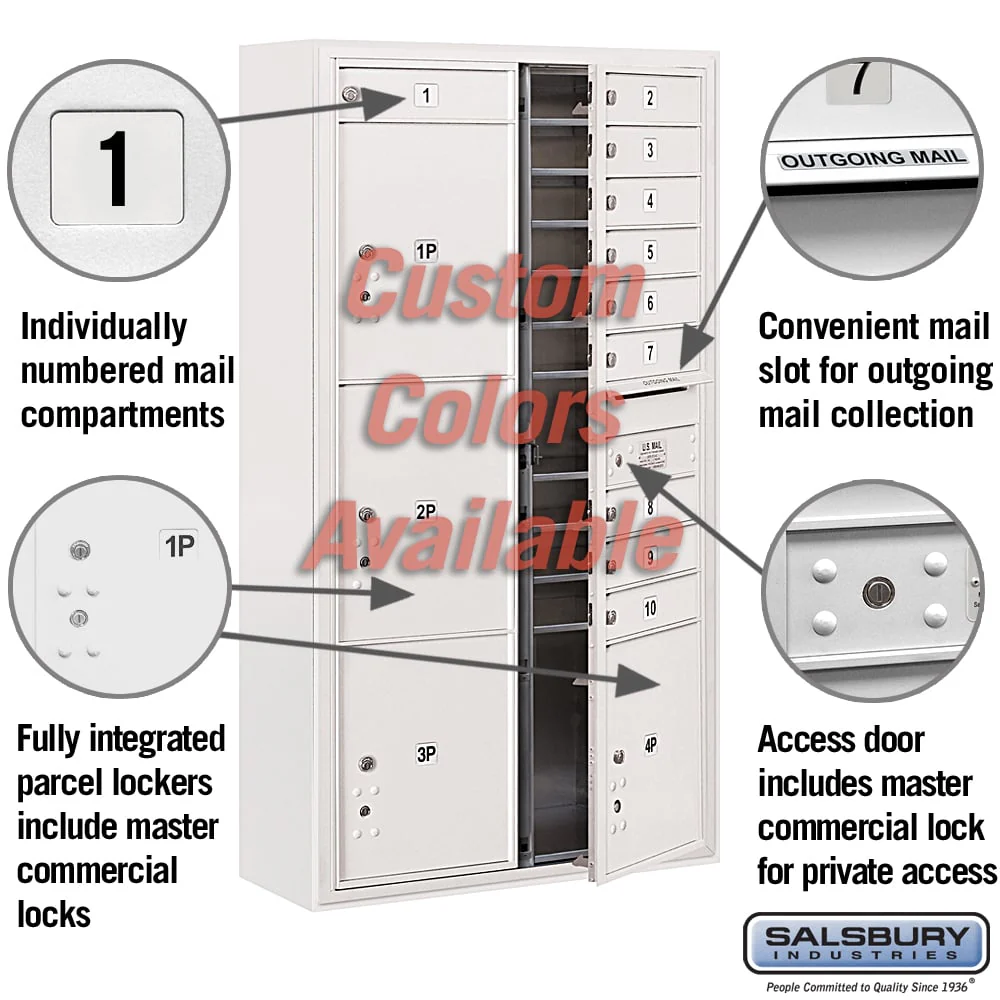 Surface Mounted 4C Horizontal Mailbox Unit - Double Column, Custom Color, Front Loading - Image 2