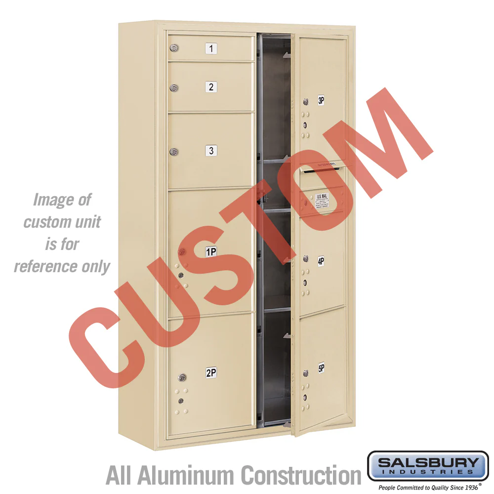 Surface Mounted 4C Horizontal Mailbox Unit - Maximum Height - Double Column - Sandstone