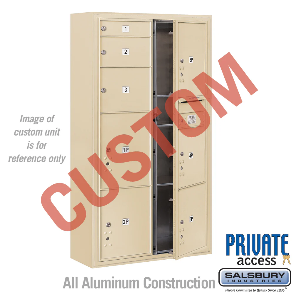 Surface Mounted 4C Horizontal Mailbox Unit - Maximum Height - Double Column - Sandstone - Private Access