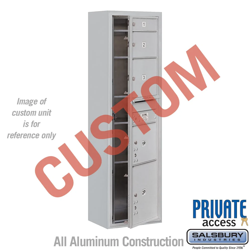 Surface Mounted 4C Horizontal Mailbox Unit - Maximum Height - Single Column - Aluminum - Front Loading - Private Access