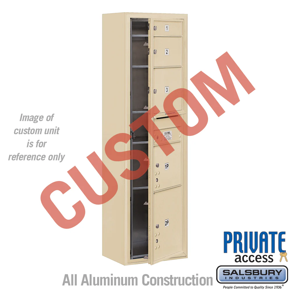 Surface Mounted 4C Horizontal Mailbox Unit - Sandstone - Front Loading - Private Access