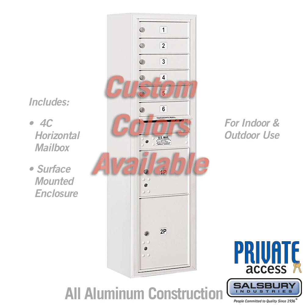 Surface Mounted 4C Horizontal Mailbox Unit with Customizable Options