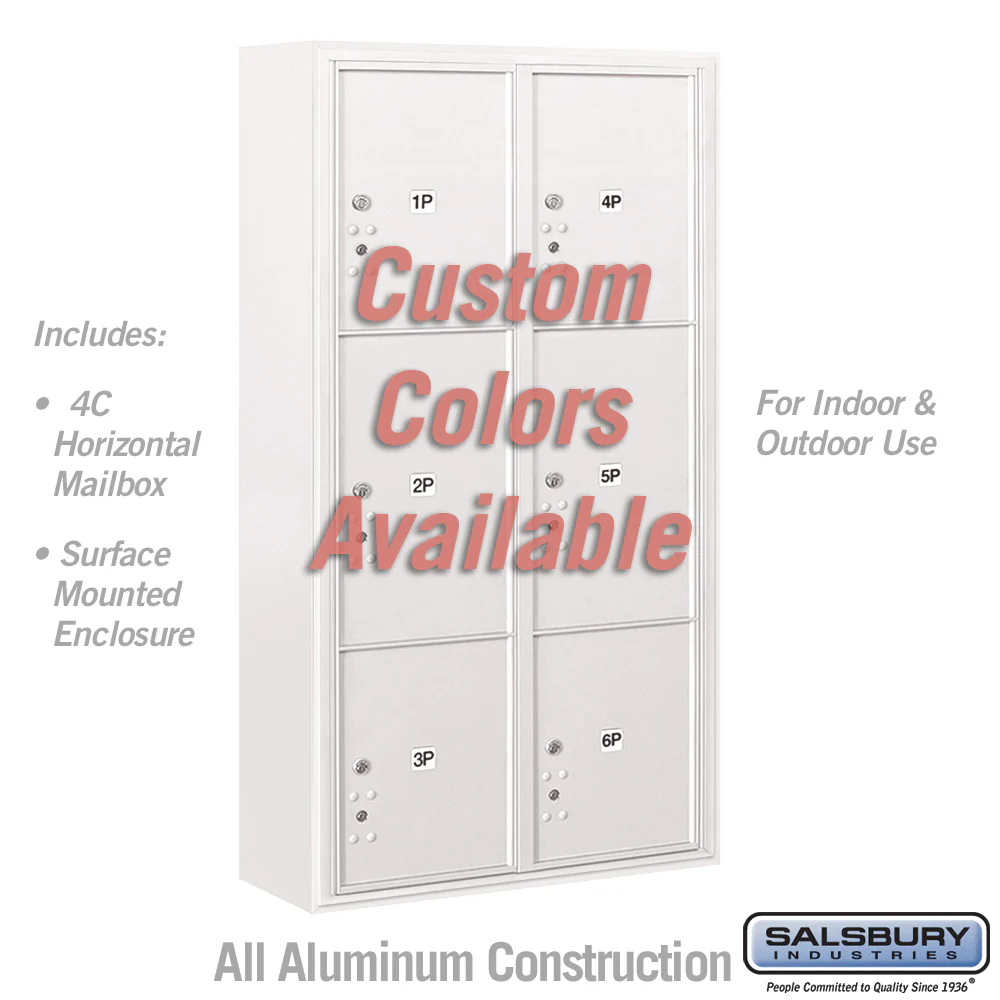 Surface Mounted 4C Horizontal Mailbox Unit with Parcel Locker and Enclosure