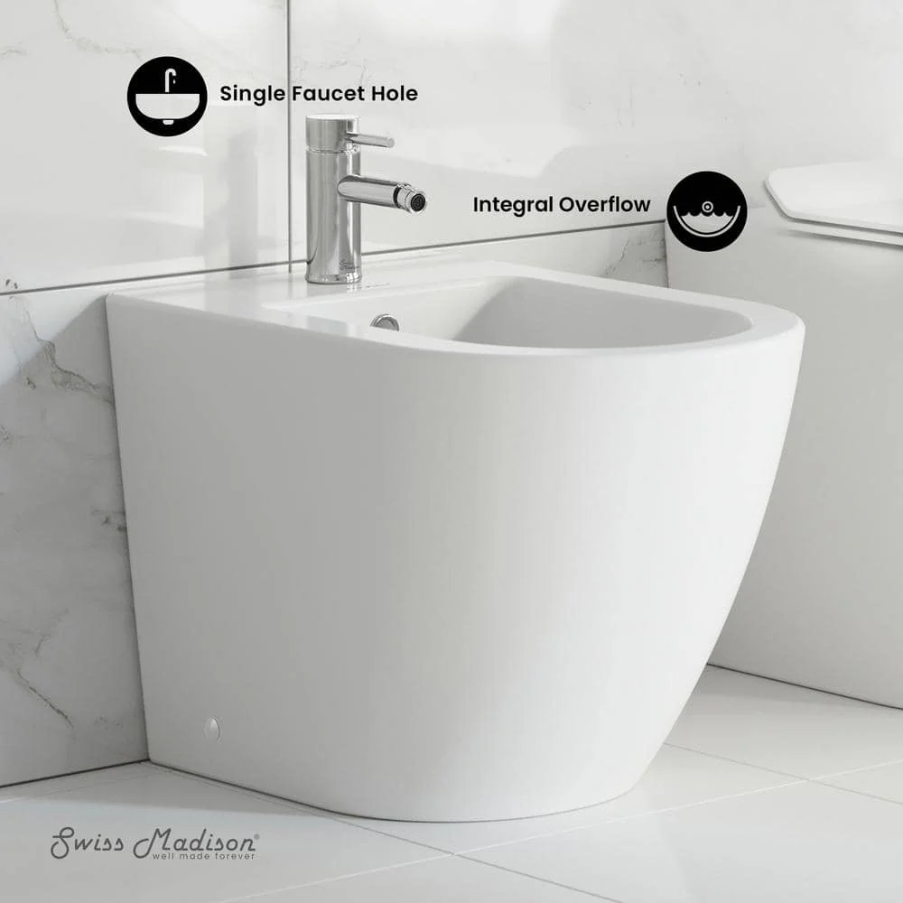 Swiss Madison St. Tropez Elongated Bidet in White - Sleek and Modern Ceramic Bathroom Fixture - Image 2