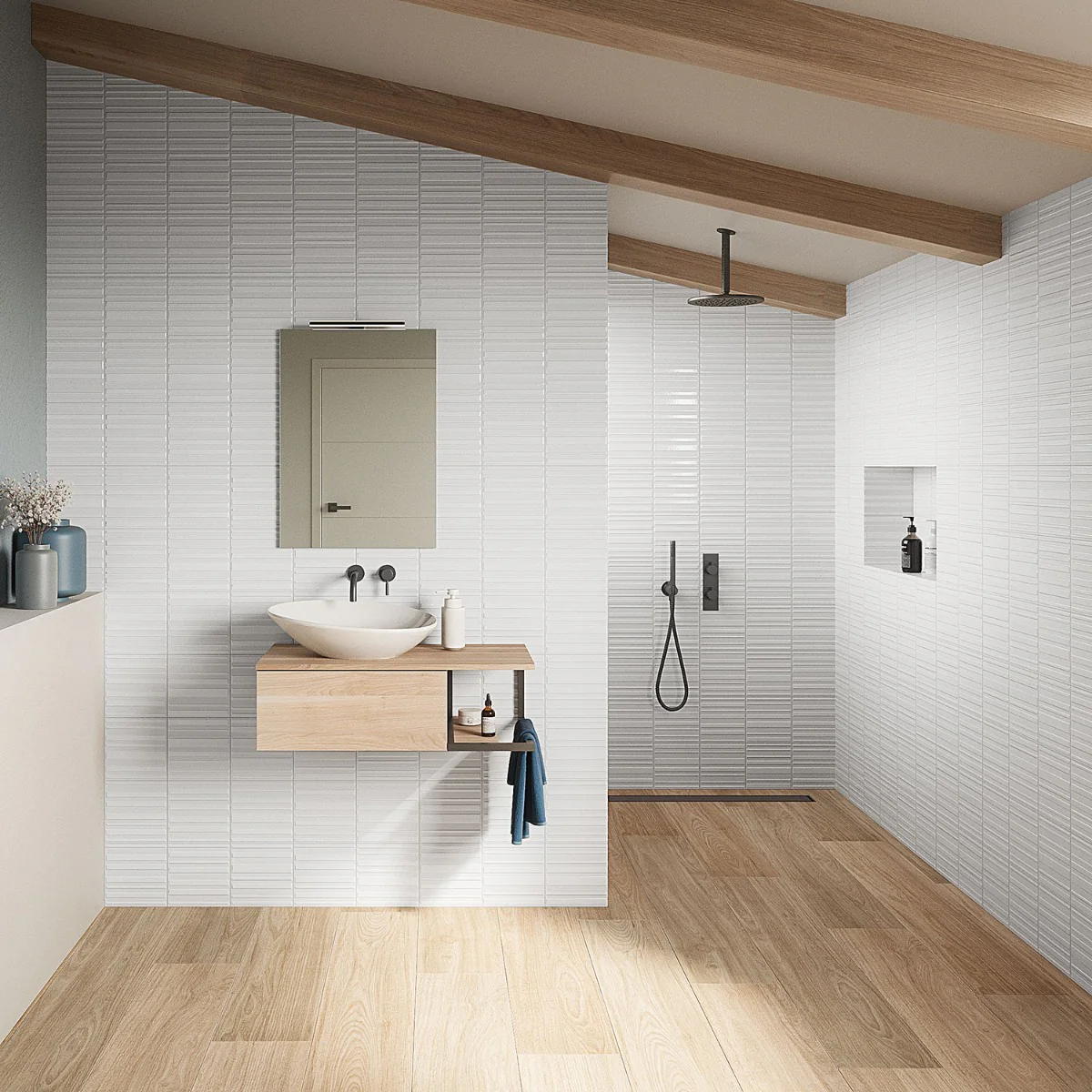 Sydney White 8x16 3D Mixed Finish Ceramic Wall Tile - Image 6