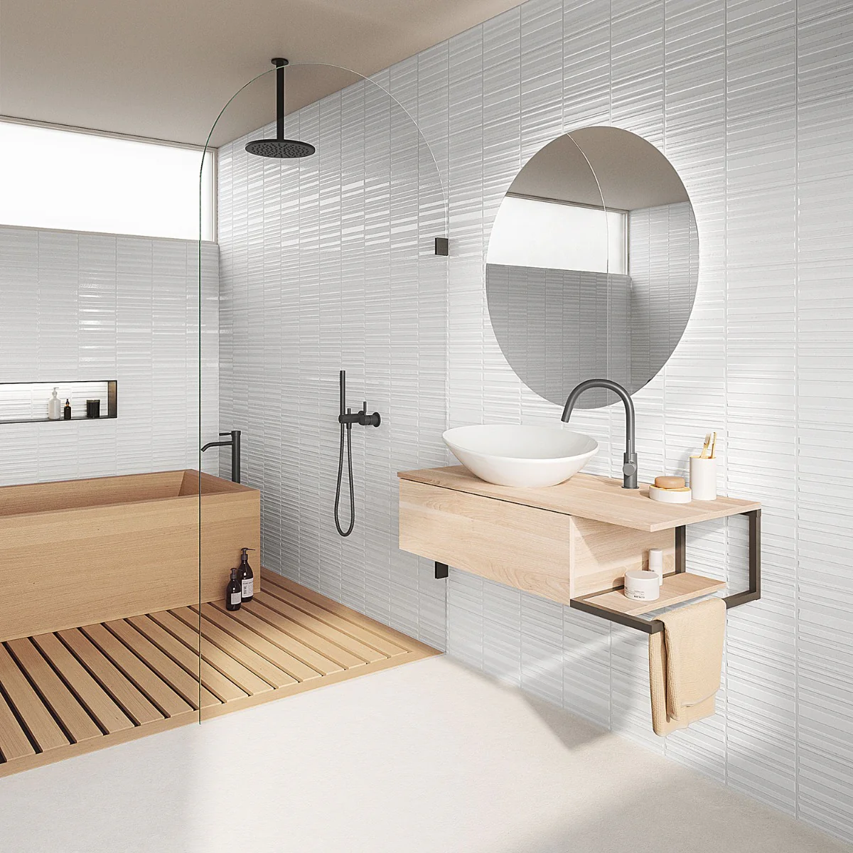 Sydney White 8x16 3D Mixed Finish Ceramic Wall Tile - Image 7