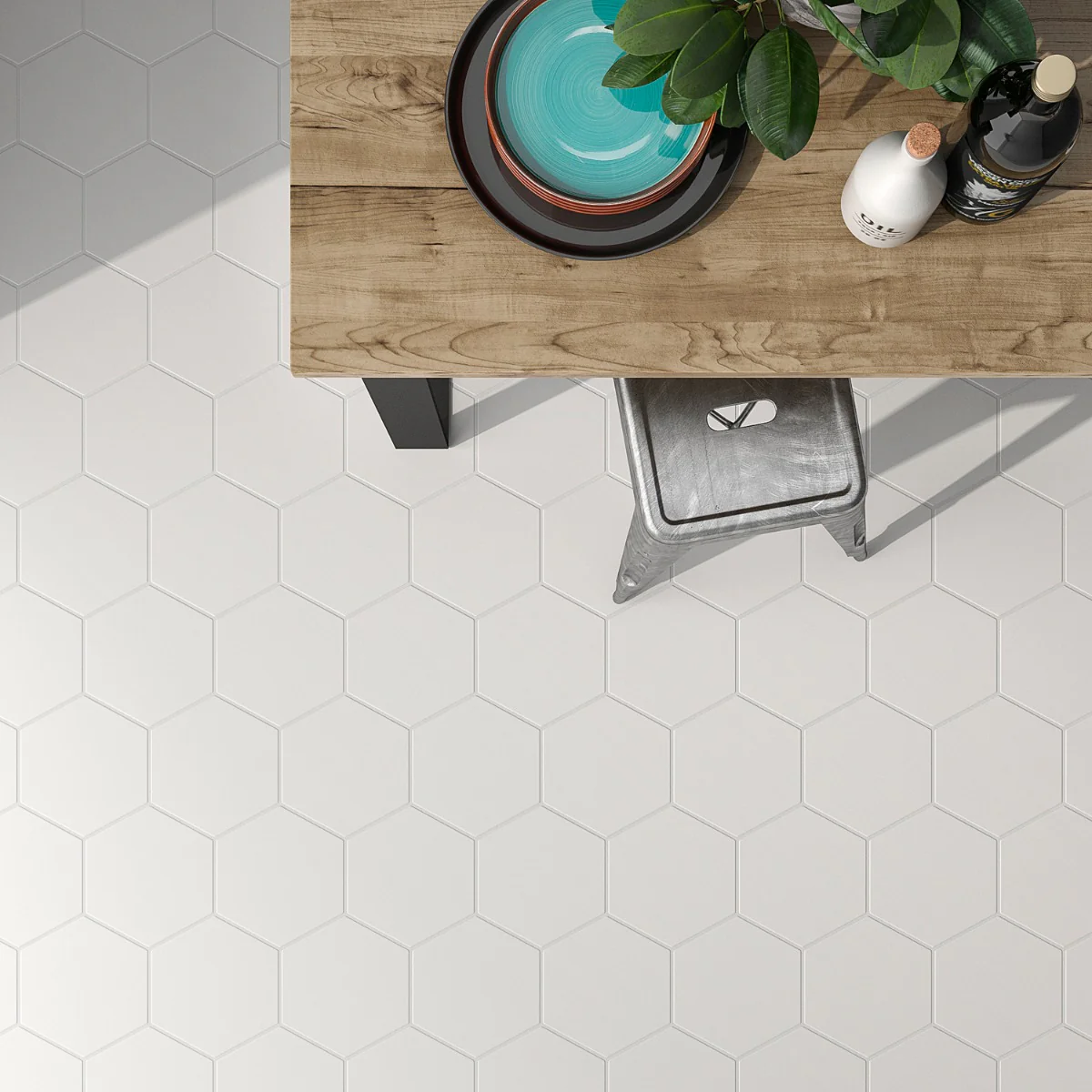 SymetroHex White 10" Matte Porcelain Tile - Lux Tile - Image 2