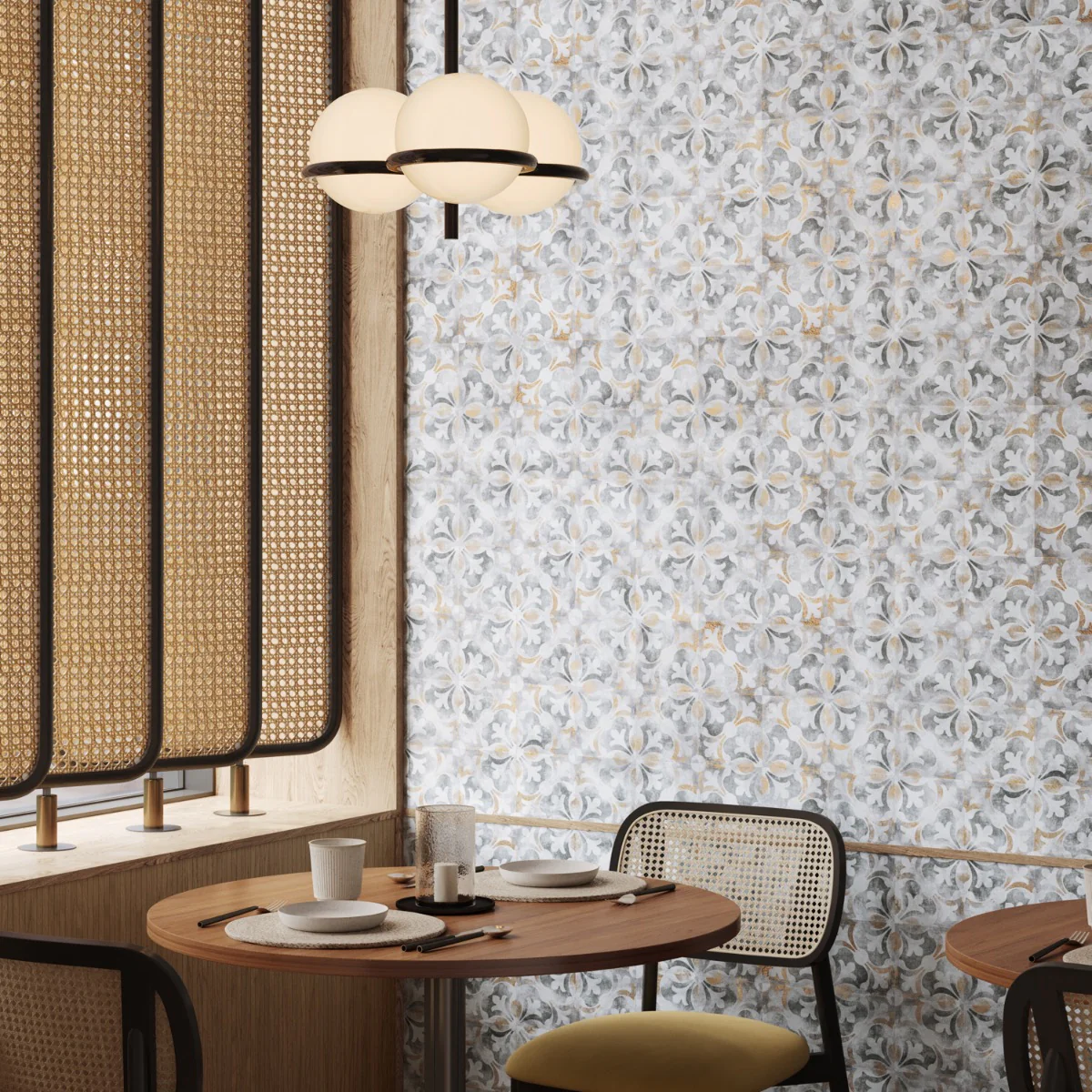 Talia Bossa Blue Gray Ceramic Tile with Gold Accents, 5x5 Matte Finish - Image 5