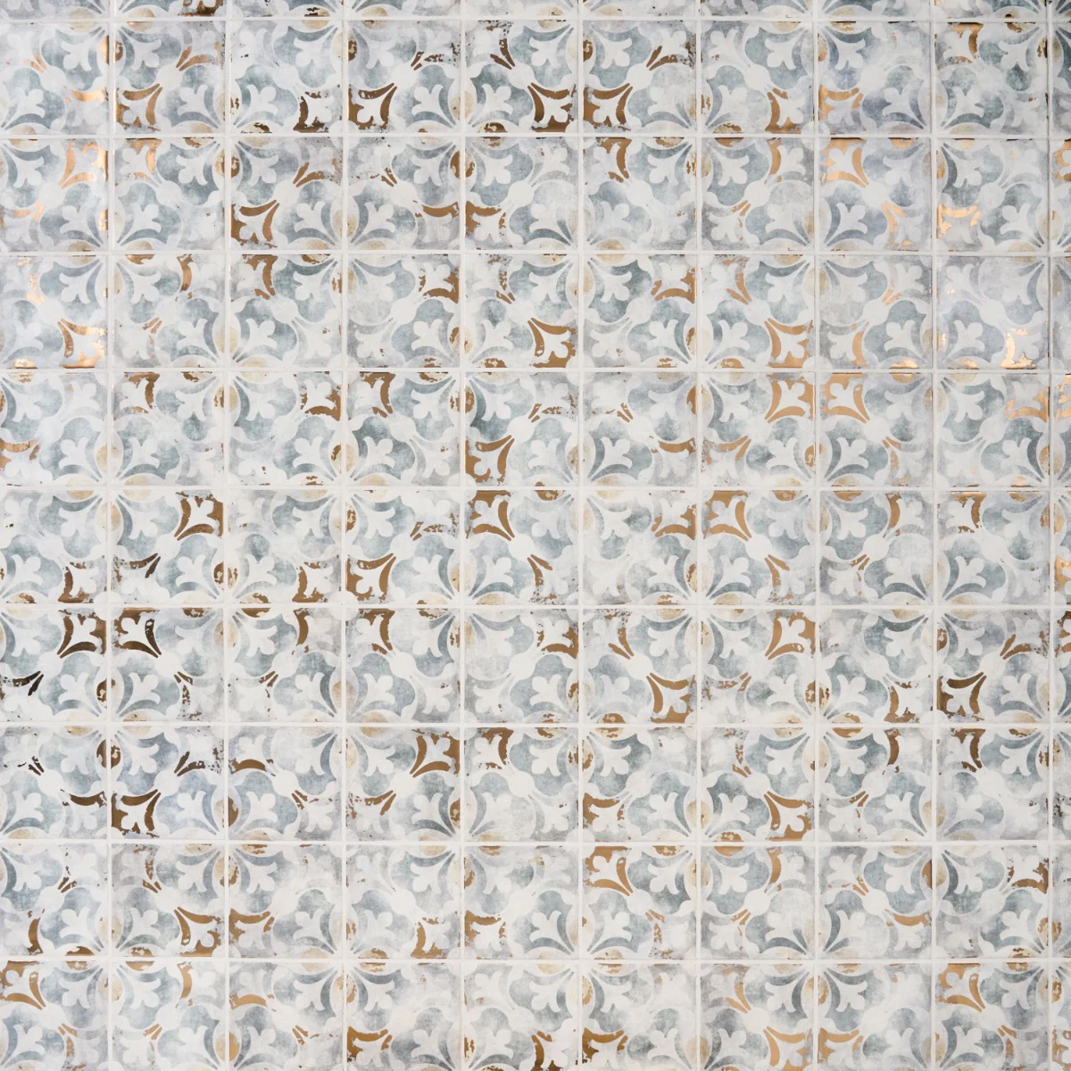 Talia Bossa Blue Gray Ceramic Tile with Gold Accents, 5x5 Matte Finish - Image 8